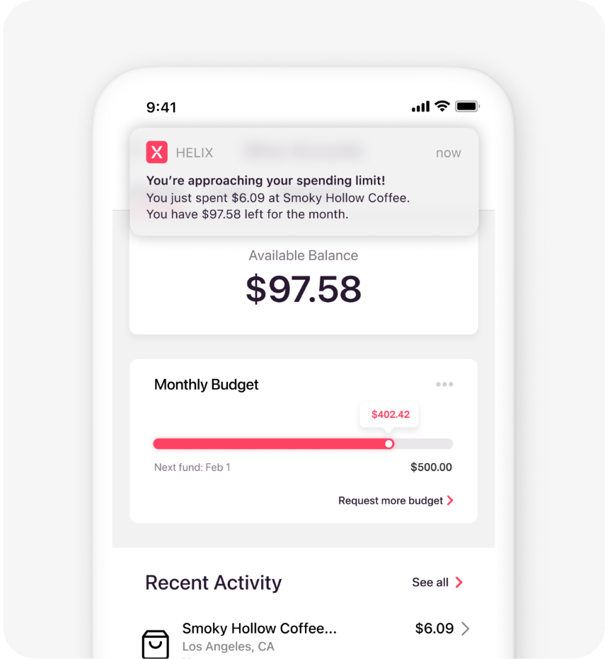 Minors Account Dashboard on Mobile