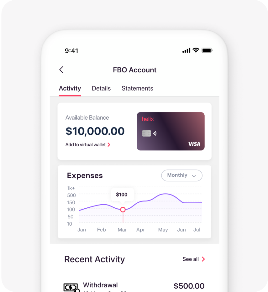 FBO Account dashboard on mobile